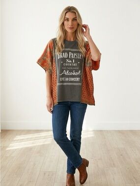 Handcrafted Upcycled Brad Paisley Kantha Tunic NWT One Size
